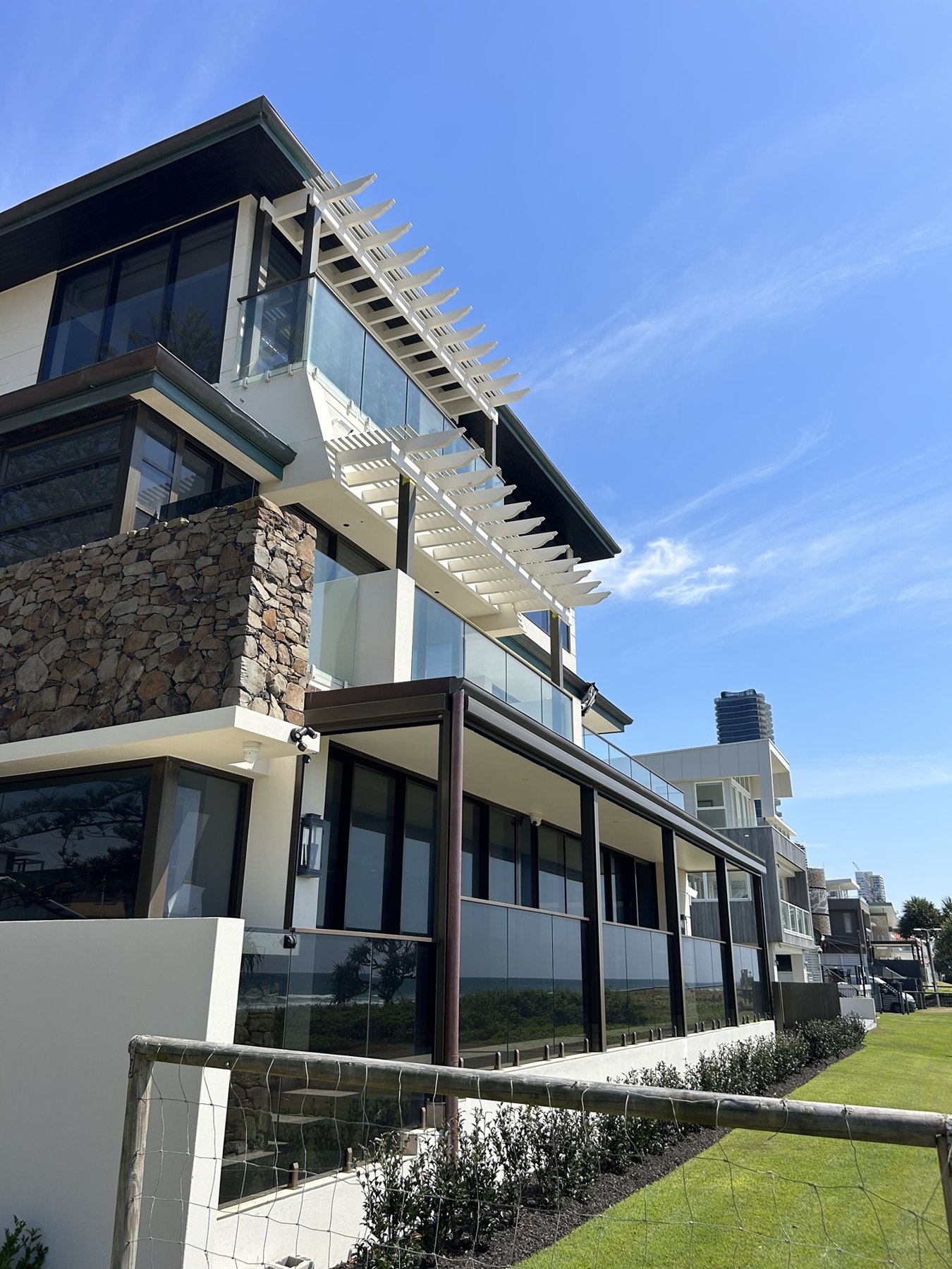 Open pergolas, beachfront